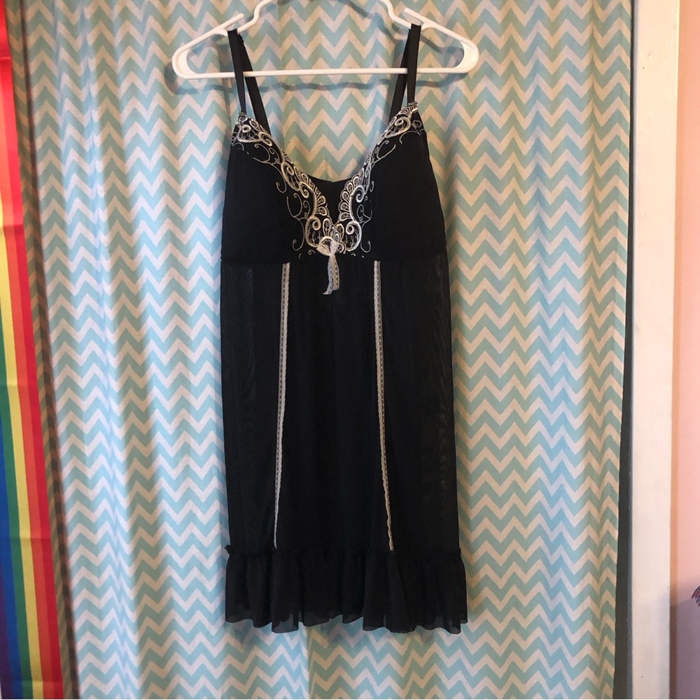 Lane Bryant women’s black embroidered sexy sheer chemise 18/20